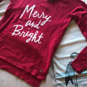 Red Hollister High-Low Christmas Sweater